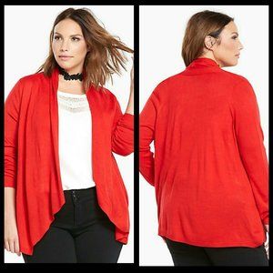 Torrid Womens Cardigan Plus Size 2X Red Draped Open Front  NWT